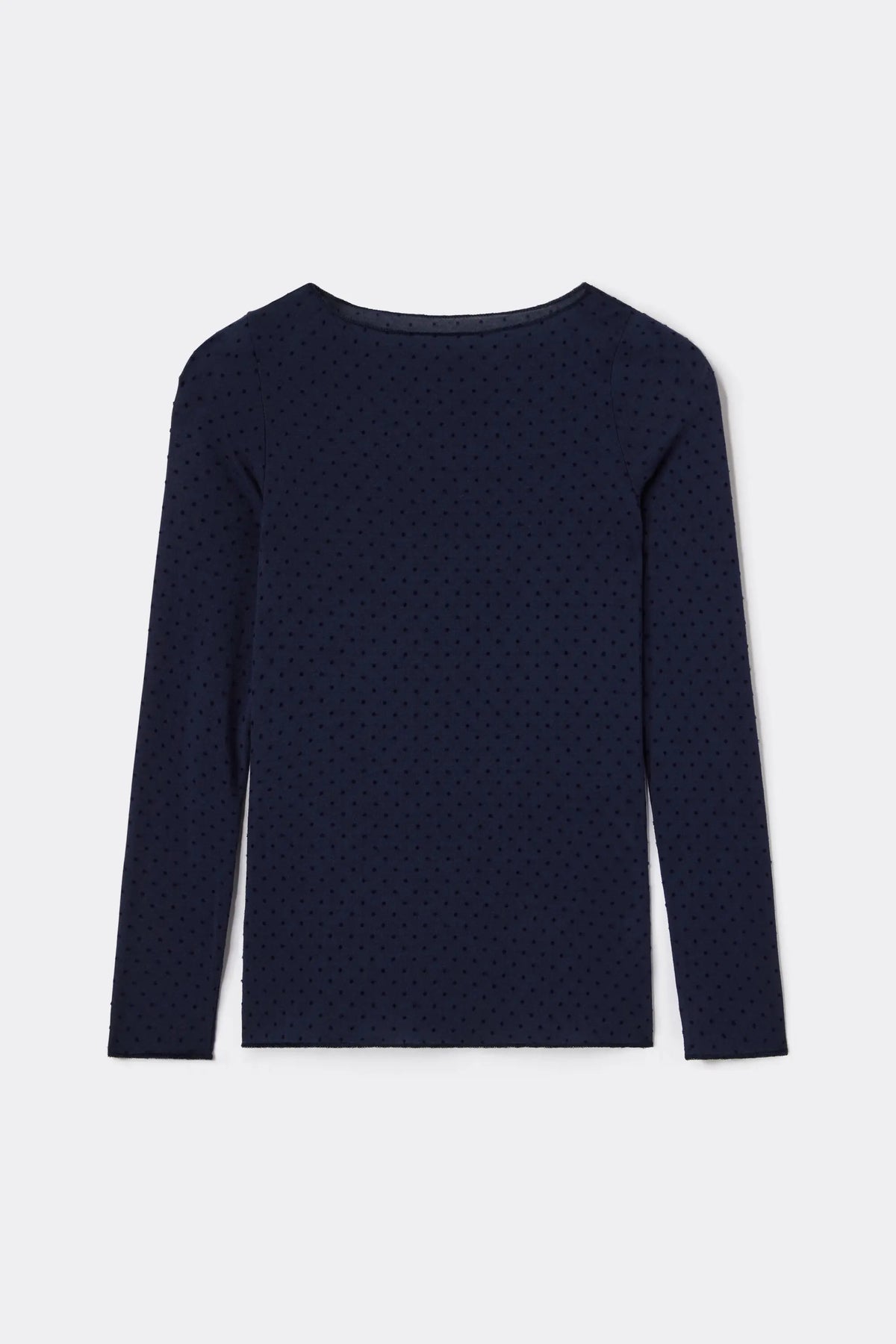 Bateau Neck Top in Ultralight with Cashmere with Flocked Dots
