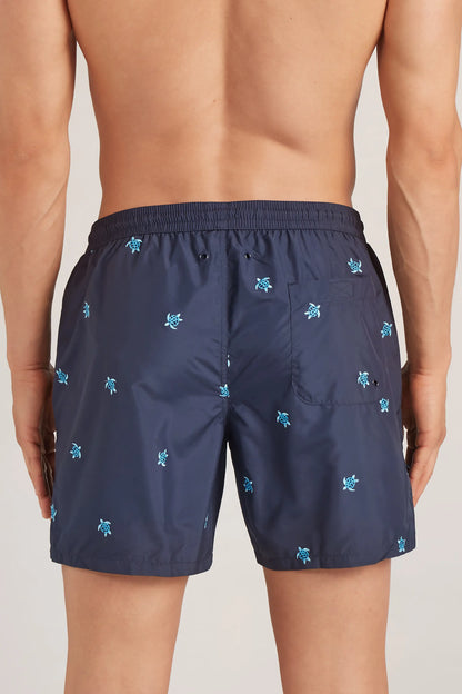 Embroidered Turtle Swim Trunks