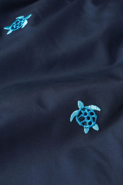 Embroidered Turtle Swim Trunks