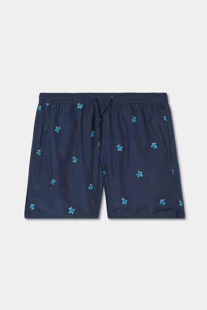 Embroidered Turtle Swim Trunks