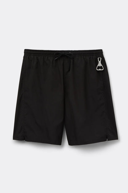 Long Solid Color Swim Trunks