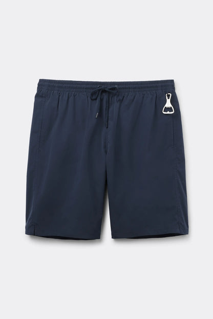 Long Solid Color Swim Trunks