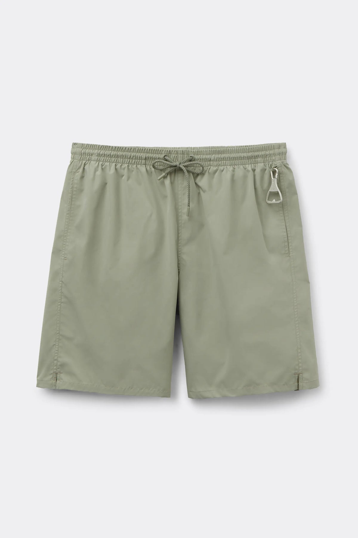 Long Solid Color Swim Trunks