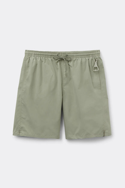 Long Solid Color Swim Trunks