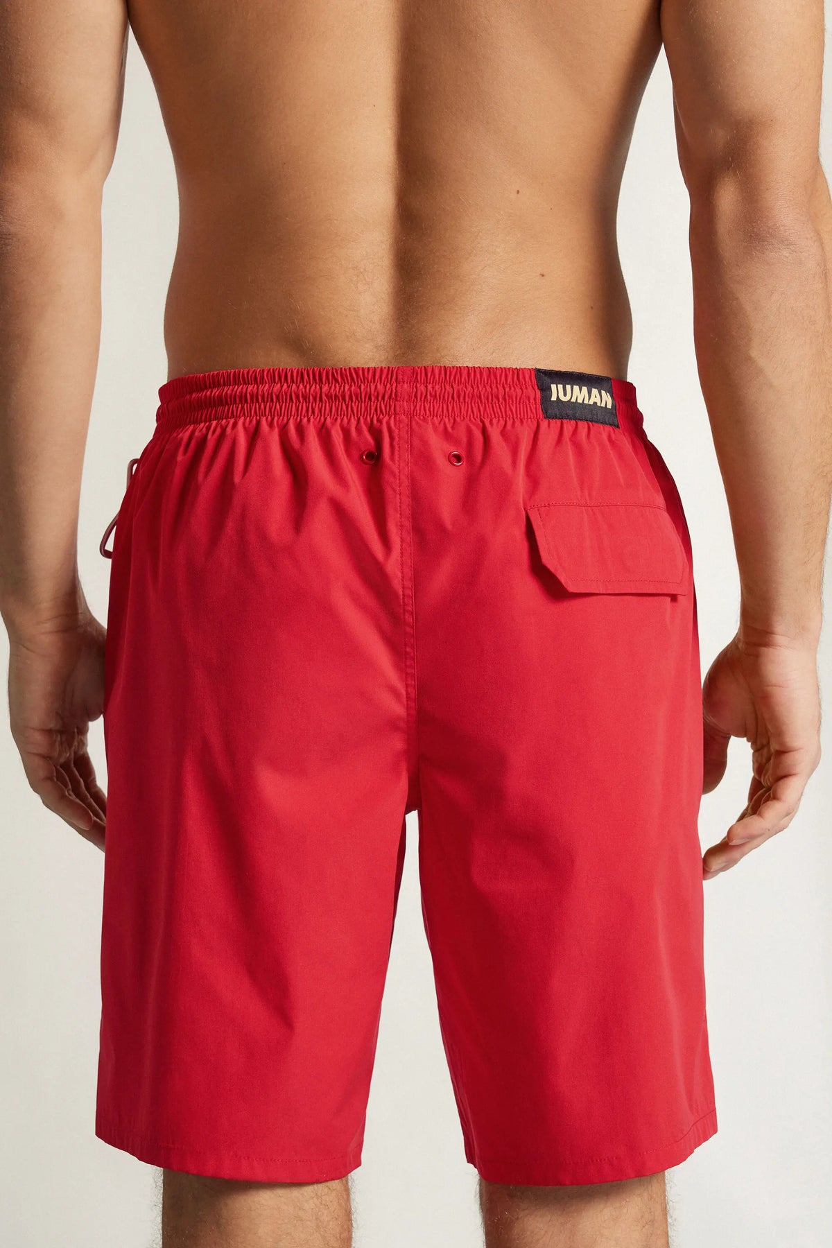 Long Solid Color Swim Trunks