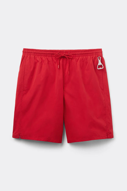 Long Solid Color Swim Trunks