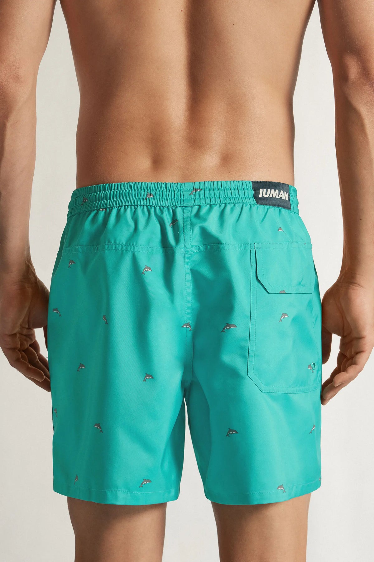 Dolphin Print Reversible Swim Trunks