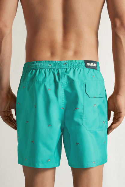 Dolphin Print Reversible Swim Trunks