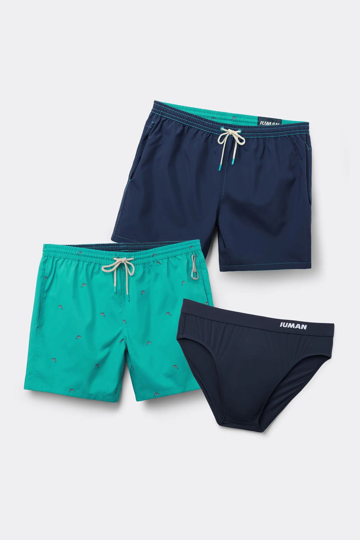 Dolphin Print Reversible Swim Trunks