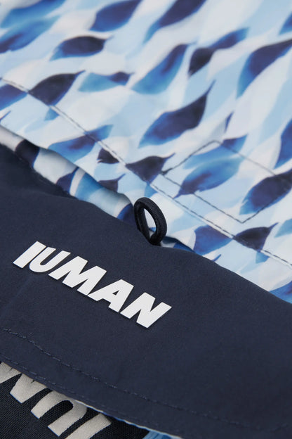Blue/White Drop Print Swim Trunks