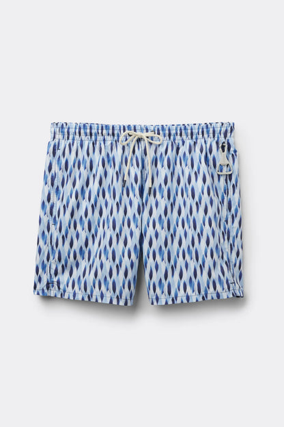 Blue/White Drop Print Swim Trunks