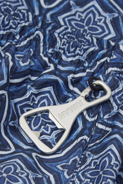 Blue Mosaic Print Swim Trunks