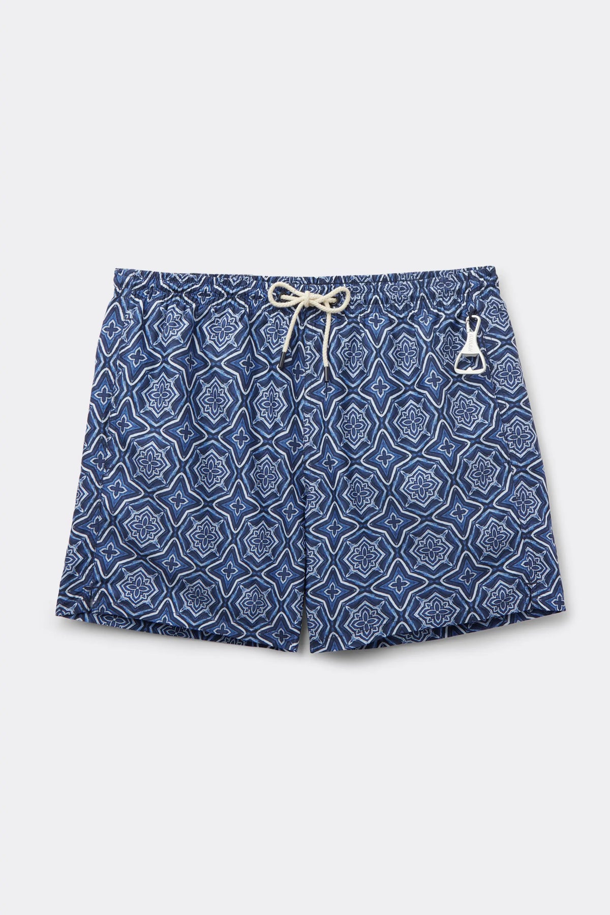 Blue Mosaic Print Swim Trunks