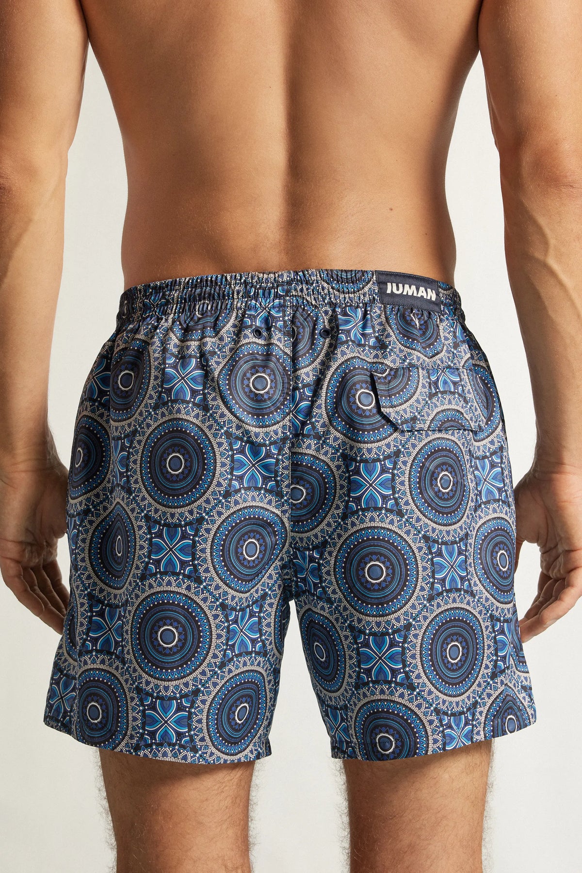 Blue Shaded Mosaic Print Swim Trunks