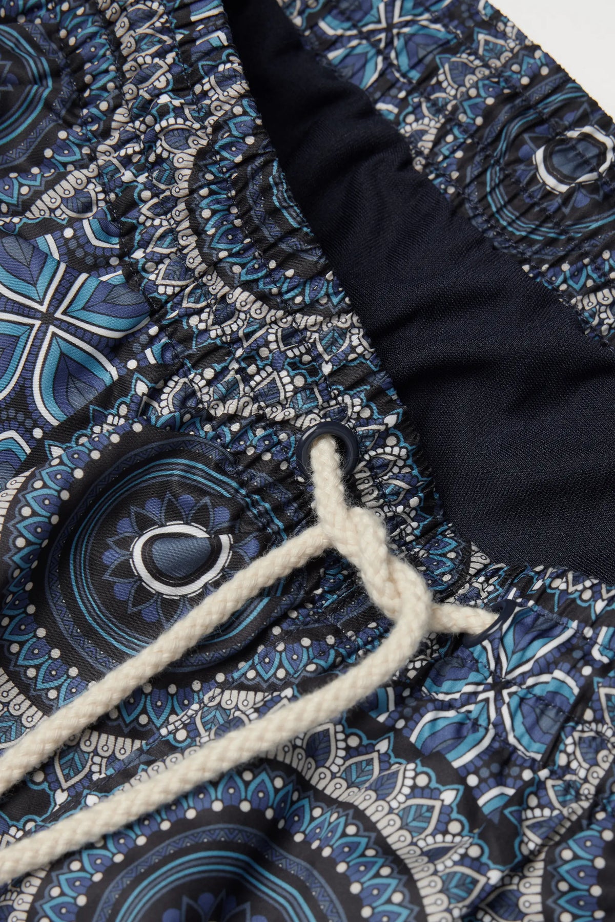 Blue Shaded Mosaic Print Swim Trunks