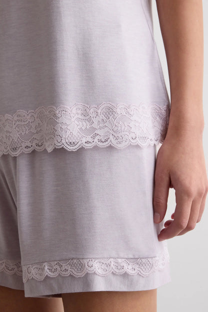 Lace Trim Short Pajamas in Modal