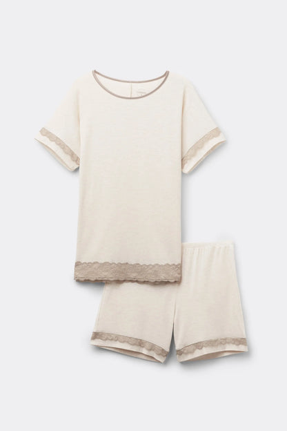 Lace Trim Short Pajamas in Modal