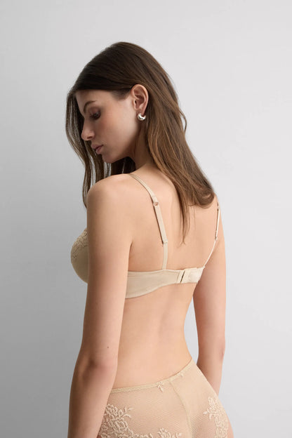 Silky Flowers Sofia Silk and Lace Balconette Bra